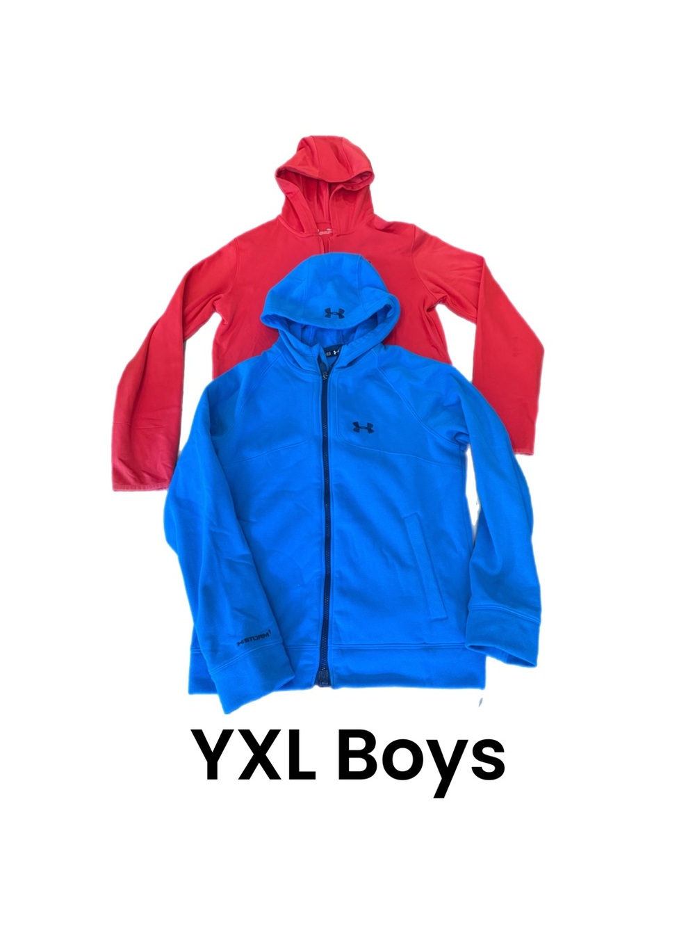 2 UNDERARMOUR  Zip Up Hooded Sweatshirts Red & Blue Size Youth XL Big Boys